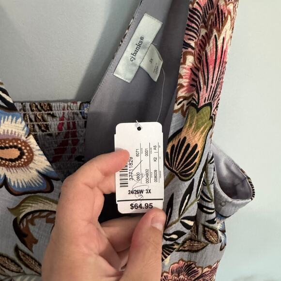 NWT CJ Banks Light Blue Floral Sleeveless Dress Plus Size 3X Elastic Fit Waist - Picture 6 of 10